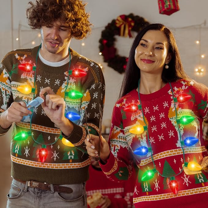 Blowata 50PCS Christmas Light up Necklace, 3 Glow Modes Christmas Accessories - Image 4