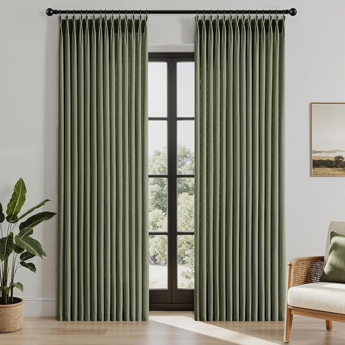 Memory Trained Pinch Pleated Curtains 92 Inches Long, Linen Pinch Pleat Sheer - Image 2