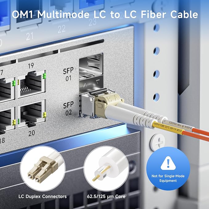 Cable Matters OFNP Plenum Multimode Duplex OM1 Fiber Cable 3.3 Feet / 1m - Image 2