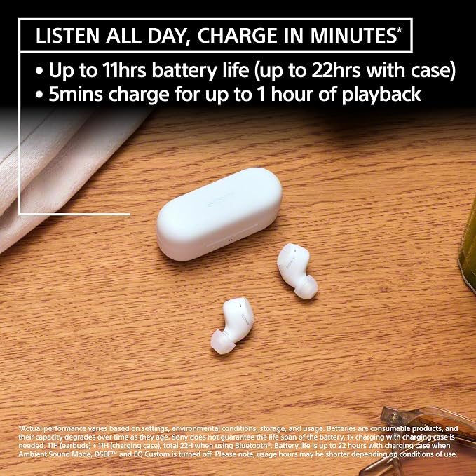 Sony WF-C510 Truly Wireless Bluetooth Earbud Headphones, White | Comfortable & Compact Fit, Up to 22 Hours of Battery, Multipoint Connection, Ambient Sound Mode. IPX4 Water Resistant - Image 3