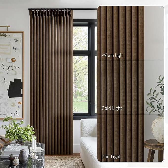 Extra Long 112 Inch Pinch Pleated Living Room Curtains 4 Panels Set, Chocolate - Image 9