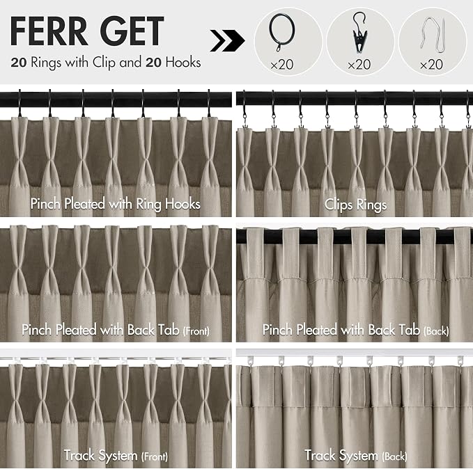Memory Trained Pinch Pleated Curtains 92 Inches Long, Viral Linen Pinch Pleat - Image 5