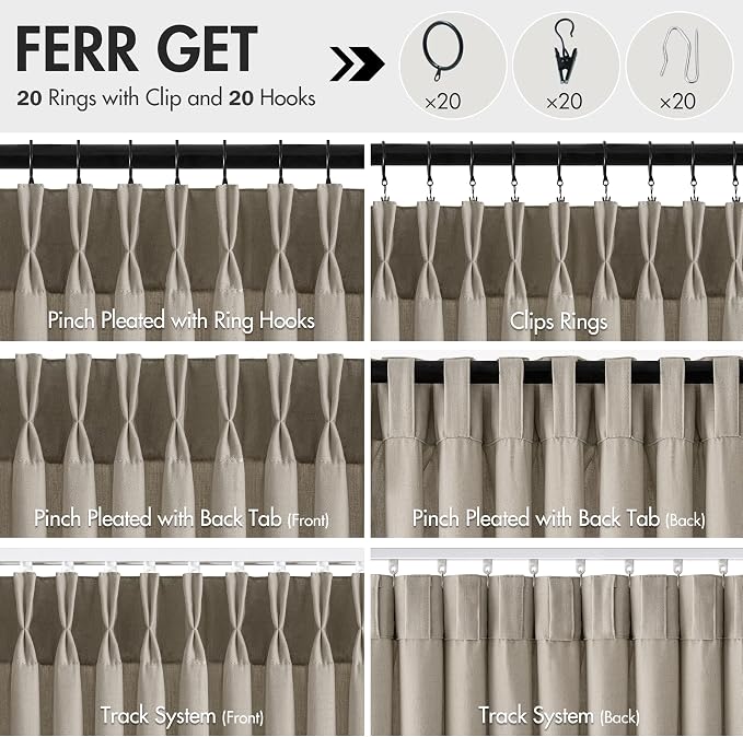 Memory Trained Pinch Pleated Curtains 84 Inches Long, Viral Linen Pinch Pleat - Image 5