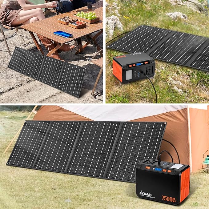 Takki 450W Peak Solar Generator 277Wh Portable Power Station with Solar Panels 40W Included 110V Pure Sine Wave AC Outlet DC USB Ports for Camping CPAP Emergency Tent Outdoor - Image 2