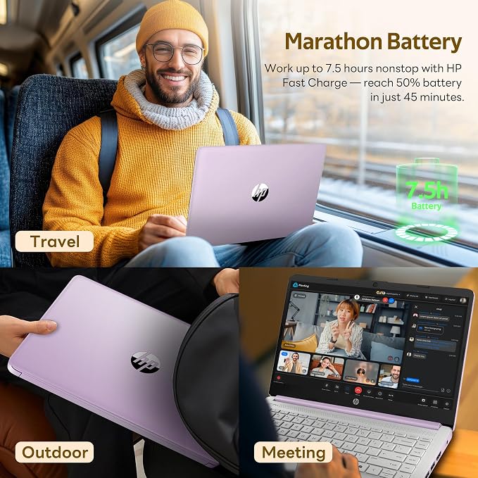 HP Stream 14" HD Laptop with AI Copilot for Student & Business, Intel Processor N150, 4GB RAM, 1.12TB Storage (128GB UFS + 1TB Docking Station), 1 Year Office 365, Wi-Fi 6, Win 11, Lavender Purple - Image 8