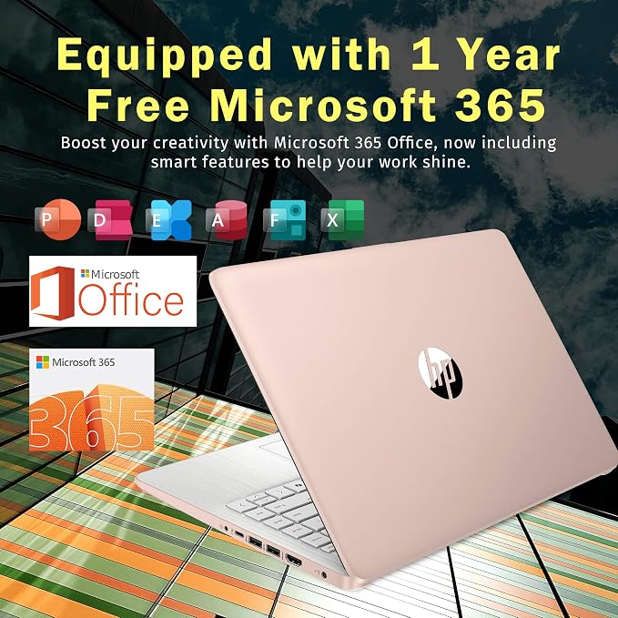 HP Stream 14" HD Student & Business Laptop, Intel Processor N150, 16GB RAM, 1.12TB Storage (128GB UFS + 1TB Docking Station), Intel Graphics, 1 Year Office 365, Wi-Fi 6, Win 11, Pale Rose Gold - Image 6