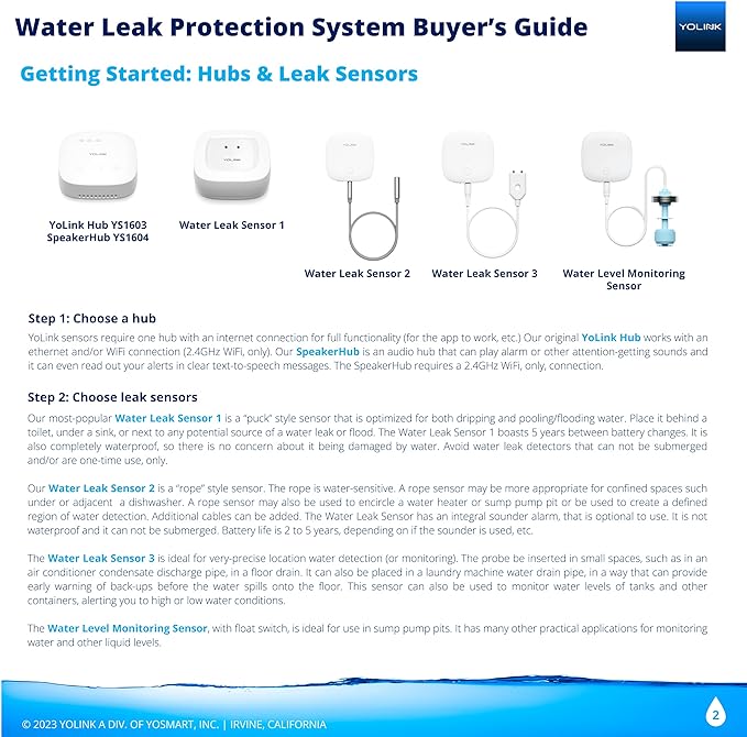 YoLink Water Leak Detection Starter Kit, w/SpeakerHub Audio/Talking Hub & Water - Image 5