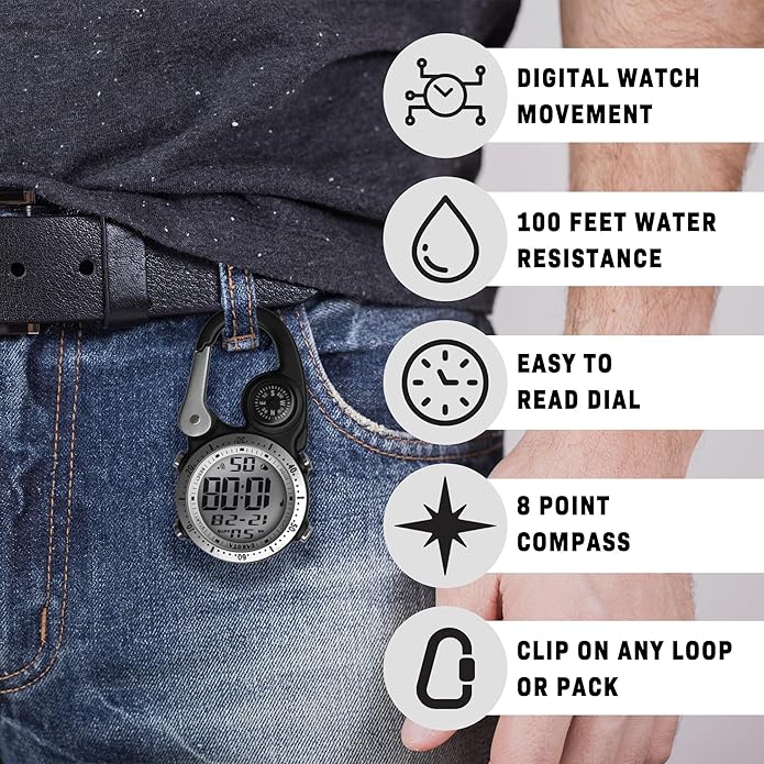 Dakota Digital Backpacker Clip, Fob and Pocket Watch, Timer and Dual Time - Image 2