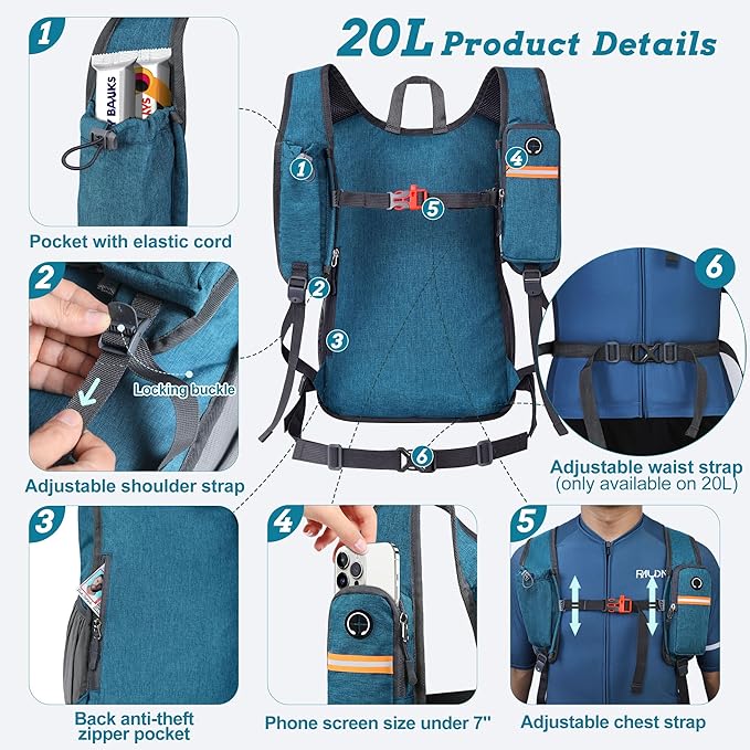 BECOJADDE 20L Small Hiking Backpack - Image 2