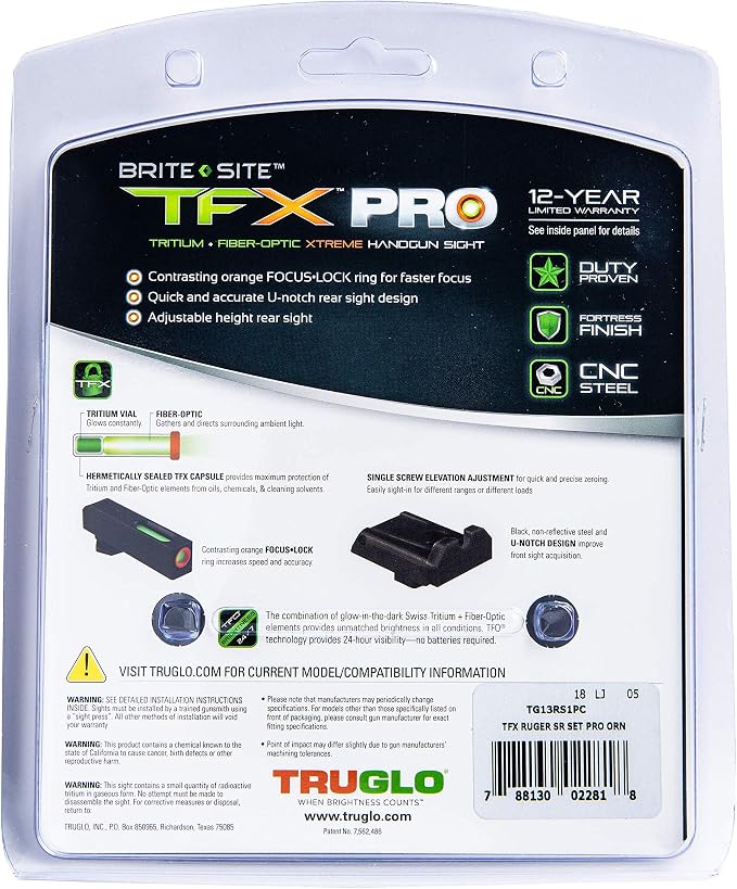 Truglo TFX PRO Handgun Sight, Glowing Shock Proof Tritium and Fiber Optic Night - Image 5
