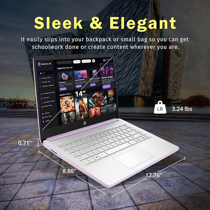HP Stream 14" HD Laptop, Intel Processor N150, 4GB RAM, 128GB UFS, Intel Graphics, Webcam, Bluetooth, Windows 11s, Purple (Renewed) - Image 4