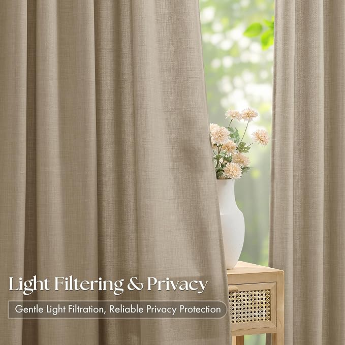 Burlywood Birch Linen Pinch Pleated 86 Inch Long Curtains - Image 3