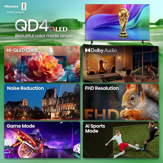 Hisense 40-Inch Class QD4SR Series Hi-QLED FHD Smart Roku TV (40QD4SR, 2026 Model) – Hi-QLED Color, Dolby Audio, Works with Alexa, Full Array LED, Slim Bezel Design - Image 4