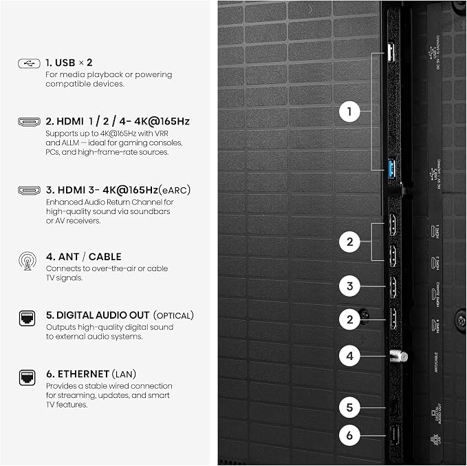 Hisense 75" U7 Mini-LED ULED 4K UHD Best Premium Gaming Smart Google TV (75U7SG, 2026 NEW) - Hi-QLED, Native 165Hz, VRR 330, HDR10+, Dolby Vision IQ·Atmos, IMAX Enhanced, Anti-Reflection, 2.1.2 Ch - Image 22