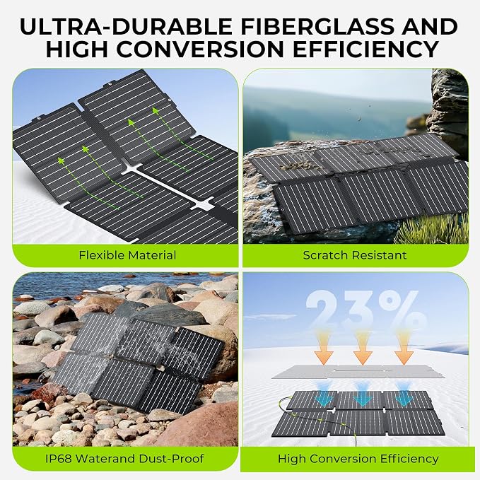 Portable Solar Generator, 300W Portable Power Station with Foldable 60W Solar Panel, 110V Pure Sine Wave 296Wh 80000mAh Lithium Battery Pack for Home Use RV Van Outdoor Camping-Panel included - Image 6