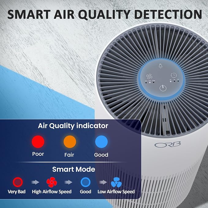 ORB 2-in-1 Air Purifier & Humidifier Combo for Bedroom – HEPA Filter, Quiet, Auto Mode, No Mist, Removes Dust Smoke Odors Pet Dander, Top Fill, Covers 500 Sq Ft - Image 5