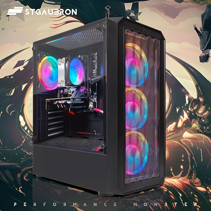 STGAubron Gaming PC Desktop,R3 3200G,RX 590 8G,16G DDR4,512G SSD | Gaming Computer Tower for Streaming,Video Editing,Home,School,R3 up to 3.6GHz,ARGB Fan,WiFi,BT 5.0,4K DP,HDMI,Win11 Home - Image 6