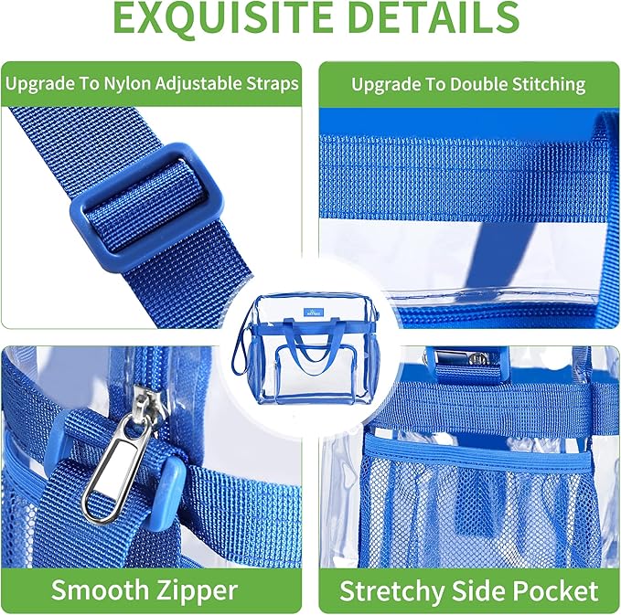 MAY TREE Clear Bag for Stadium Events 12×6×12 Clear Tote Lunch Bag - Image 3