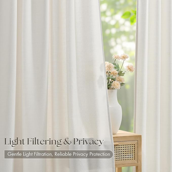 Natural Linen Pinch Pleated 84 Inch Long Curtains 4 Panels Set - Image 3