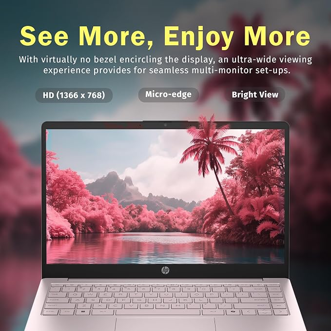 HP Stream 14" HD Laptop, Intel Processor N150, 4GB RAM, 128GB UFS, Intel Graphics, Webcam, Bluetooth, Windows 11s, Pink (Renewed) - Image 3