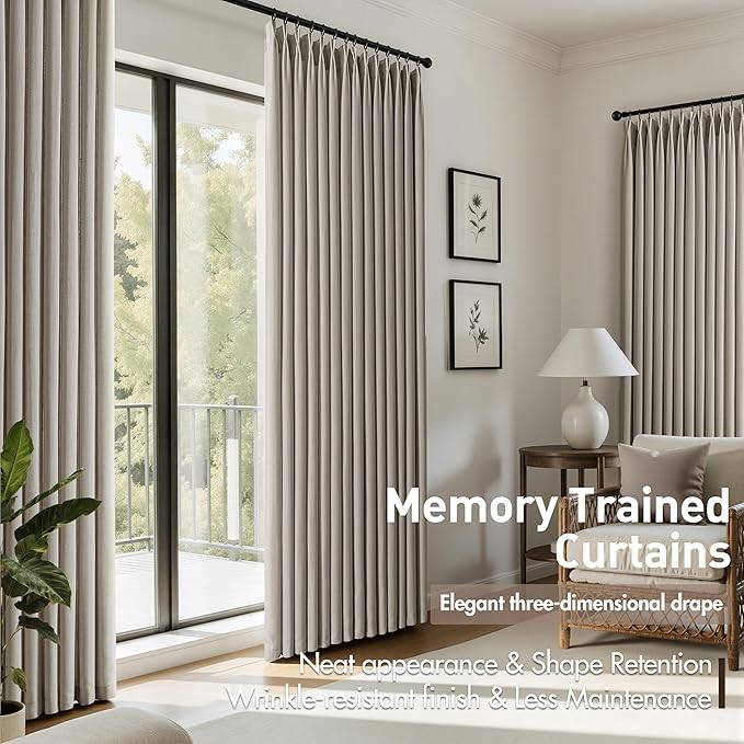 Memory Trained Pinch Pleated Curtains 108 Inches Long, Viral Linen Pinch Pleat - Image 4