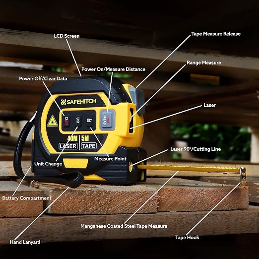 Laser Tape Measure 3-in-1 with Large LCD Display | Digital Laser Measurement - Image 5