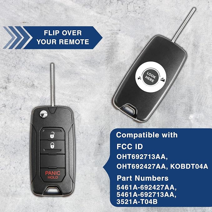 KeylessOption Keyless Entry Remote Control Car Flip Key Blade Fob Uncut Blank - Image 5
