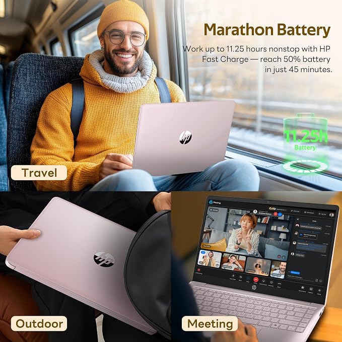 HP Stream 14" HD Laptop with AI Copilot for Student & Business, Intel Processor N150, 4GB RAM, 1.12TB Storage (128GB UFS + 1TB Docking Station), 1 Year Office 365, Wi-Fi 6, Win 11, Tranquil Pink - Image 8