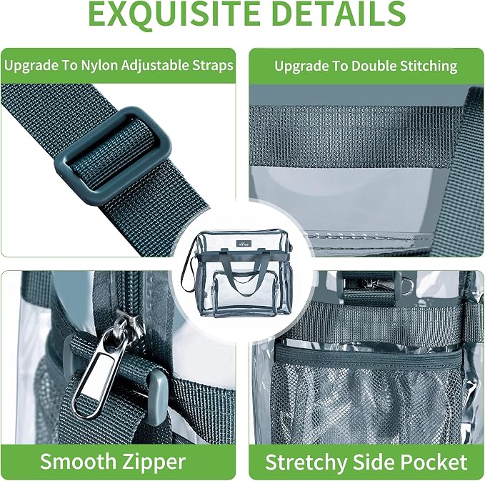 MAY TREE Clear Bag for Stadium Events 12×6×12 Clear Tote Lunch Bag - Image 3