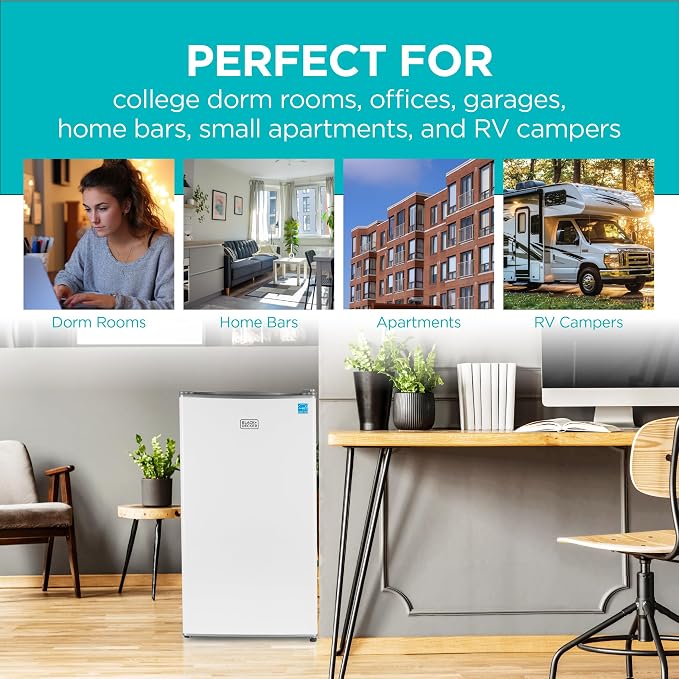 BLACK+DECKER 3.2 Cu. Ft. Compact Refrigerator, Energy Star, BCRK32W, White | Energy Star Certified Small Refrigerator, Single Door Mini Fridge with Chiller Compartment, Personal Fridge for Home or Dorm - Image 7