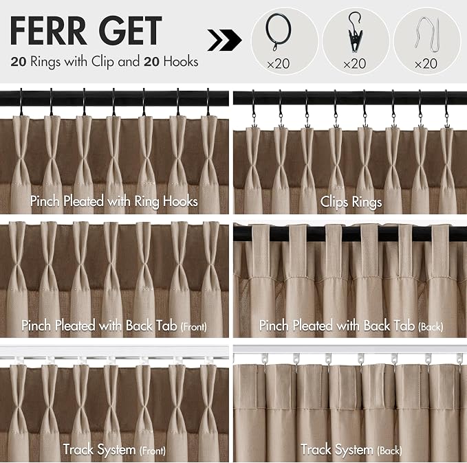 Memory Trained Pinch Pleated Curtains 90 Inches Long, Viral Linen Pinch Pleat - Image 5