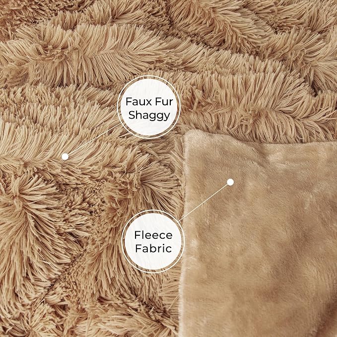 Tuddrom Decorative Extra Soft Faux Fur Blanket Queen Size 80" x 90", Solid - Image 7