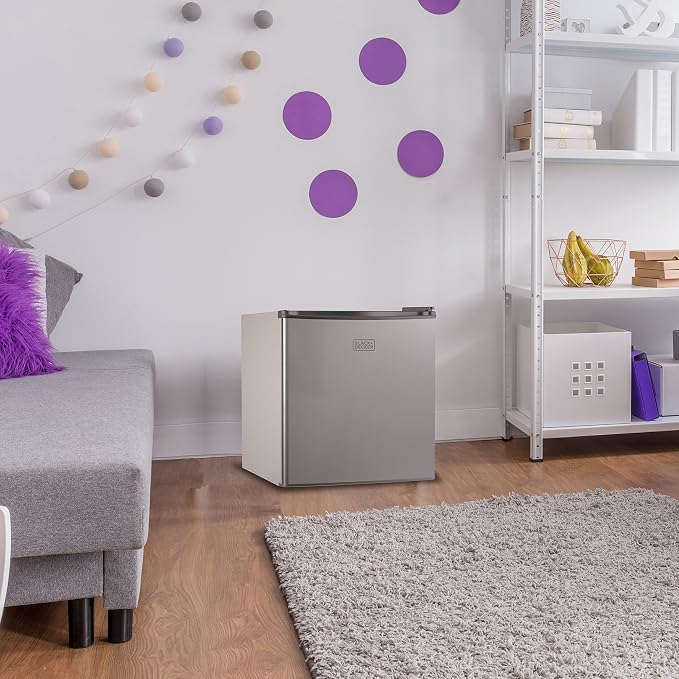 BLACK+DECKER 1.7 Cu. Ft. Compact Refrigerator, BCRK17V, Stainless Look | Energy Star Certified, Single Door Mini Fridge with Chiller Compartment, Personal Fridge for Home or Dorm, R600a Refrigerant - Image 2