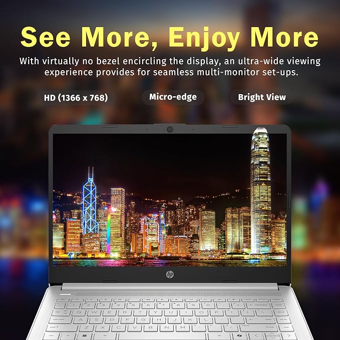 HP Stream 14" HD Laptop, Intel Processor N150, 16GB RAM, 128GB UFS, Intel Graphics, Webcam, Wi-Fi 6, Copilot, Fast Charge, Win 11, Silver (Renewed) - Image 4