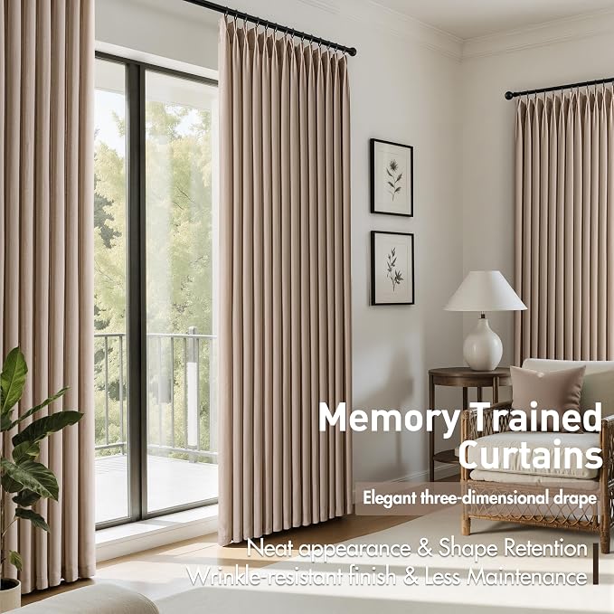 Memory Trained Pinch Pleated Curtains 84 Inches Long, Viral Linen Pinch Pleat - Image 3