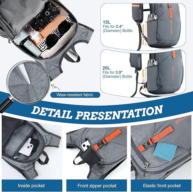 BECOJADDE 15L Small Hiking Backpack - Image 3