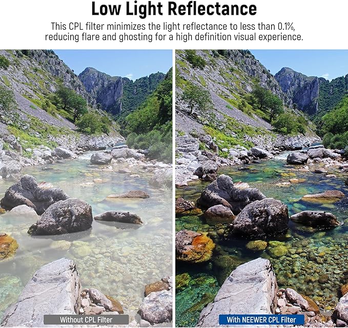NEEWER 55mm Polarizer Filter, 24 Layer Multi Resistant Nano Coated MC CPL - Image 3