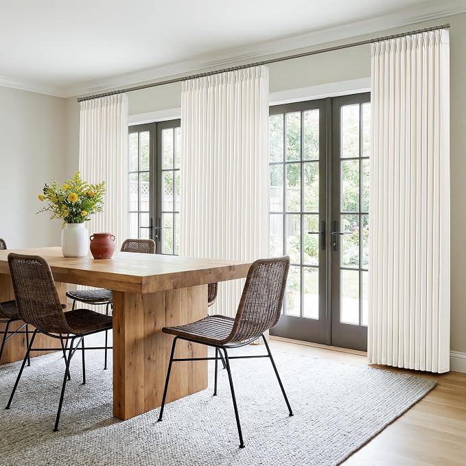 Linen Pinch Pleated Semi Sheer Curtains 90 Inches Long 4 Panels Set, Natural - Image 8
