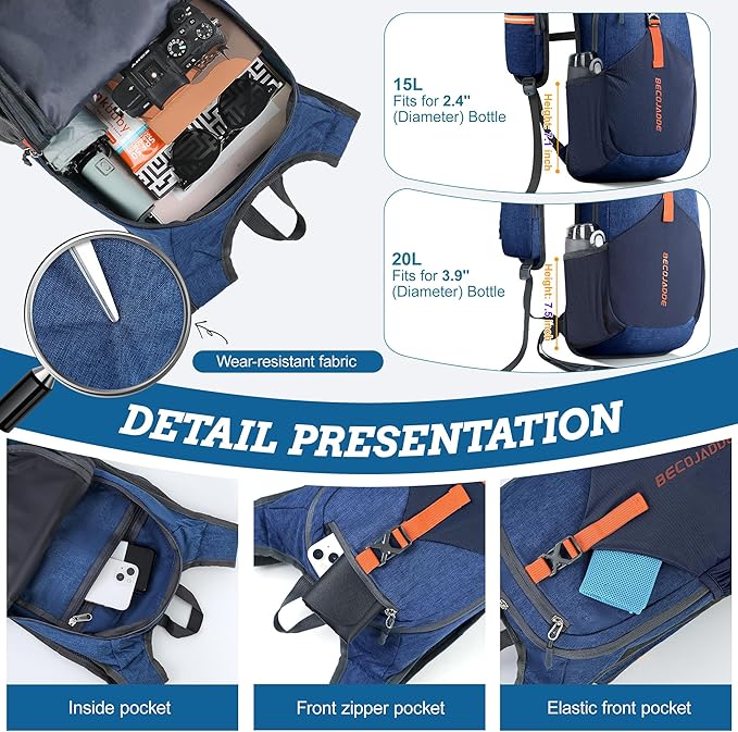 BECOJADDE 15L Small Hiking Backpack - Image 3