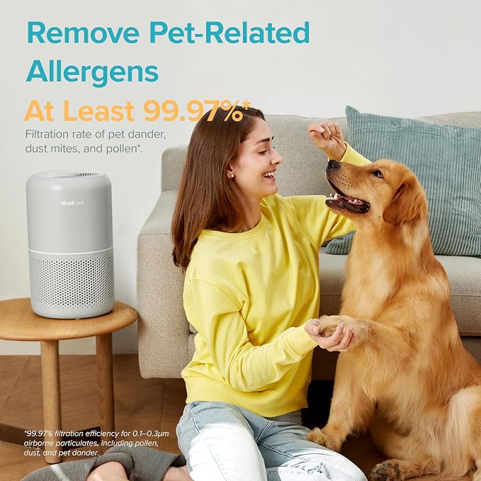 Levoit Air Purifier for Home Pets, Large Room Bedroom, AHAM VERIFIDE | HEPA Sleep Mode, Efficient Filter for Pet Dander, Odors, Captures Smoke, Dust, Pollen, Pet Lock, Core P350-P, Grey - Image 4
