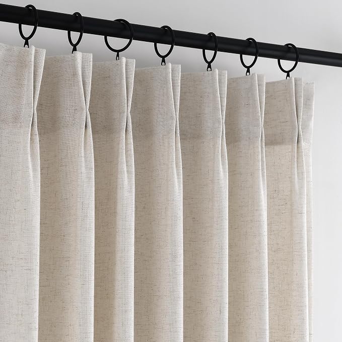 Memory Trained Pinch Pleated Curtains 63 Inches Long, Viral Linen Pinch Pleat by ANRODUO