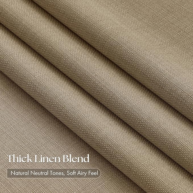 Light Brown Pinch Pleated Linen Curtains 84 Inches Long - Image 2