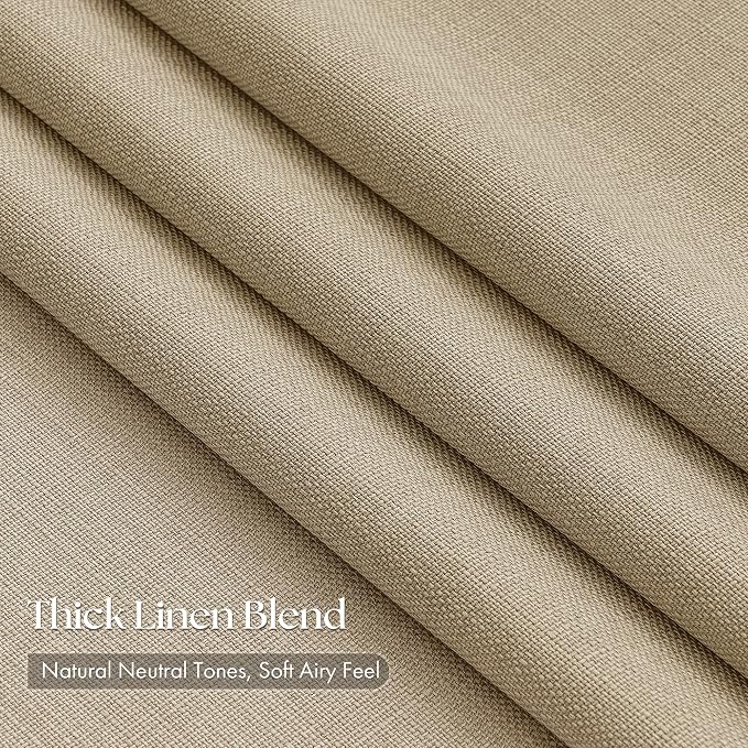 Tan Beige Pinch Pleated Linen Curtains 84 Inches Long - Image 2