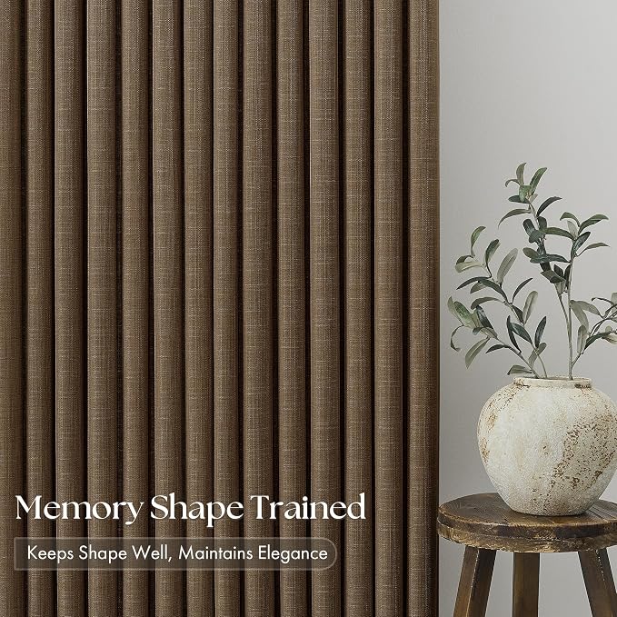 Dark Brown Pinch Pleated Bedroom Curtains 96 Inches Long 4 Panels Set, Memory - Image 4
