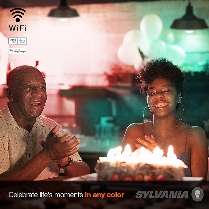 SYLVANIA Wifi LED Smart Light Bulb, 60W Equivalent Full Color and Tunable White - Image 4